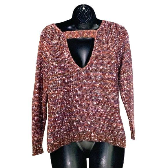 14th & Union Confetti Open Back Sweater Mauve Size XSMALL Petite - Picture 5 of 10